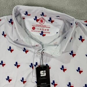 NEW Coby Stevens XXL Polo Shirt Texas State Flag Golf Moisture Wicking Mens Flex